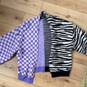 Dressed in LALA Purple and Black Patterned Cardigan